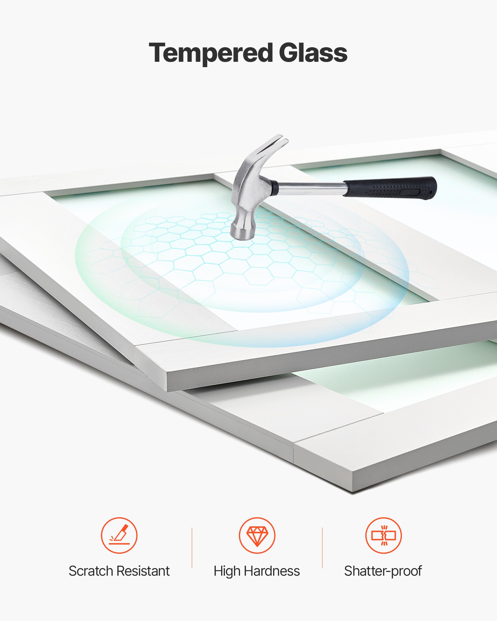 VEVOR Schiebetür 1524 mm x 2032 mm (passende Öffnungsgröße), Bypass-Schiebetüren aus Milchglas mit Hardware-Kit, Massivholz & MDF-Platte mit wasserfester PVC-Oberfläche für Schränke Weiß