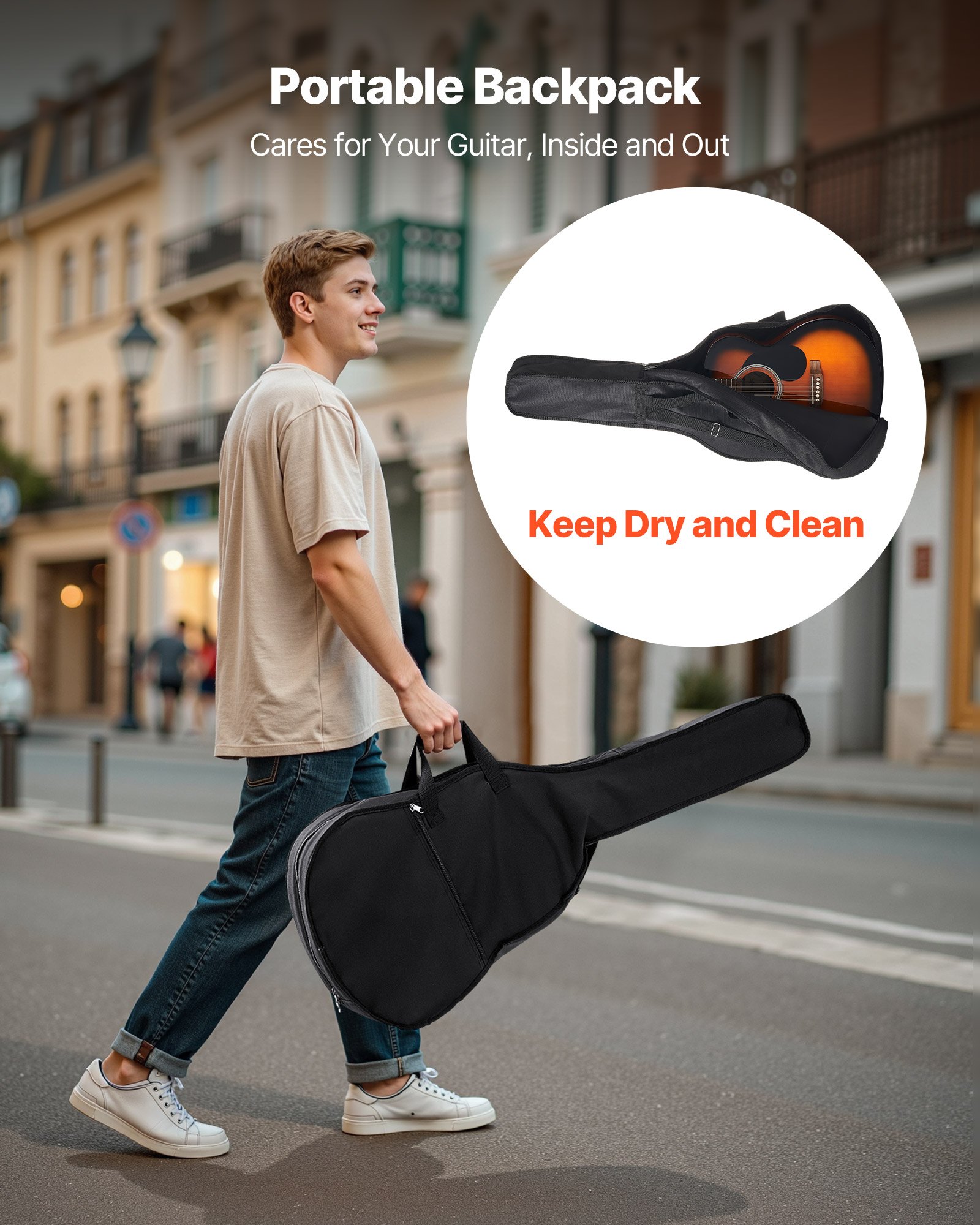 VEVOR Dreadnought Akustik Gitarre 40 in / 1016 mm Anfängerpaket Erwachsene Sunburst