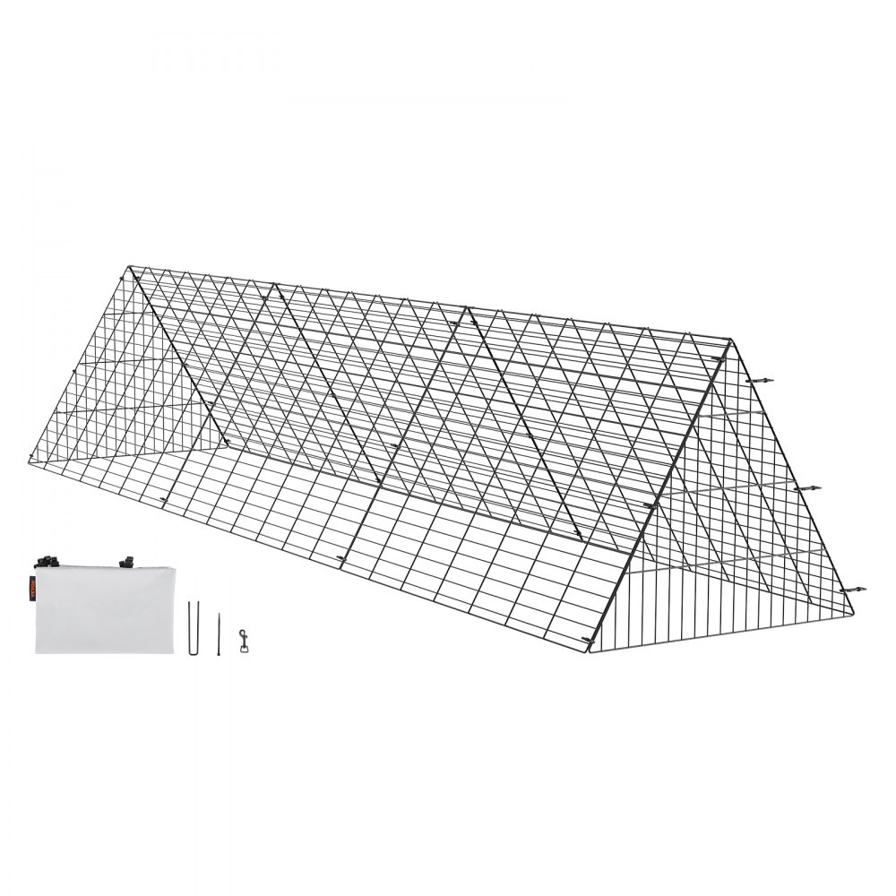 VEVOR Hühnertunnel mit Stahlgitterrahmen und Zubehör zur Geflügelhaltung im Freien.