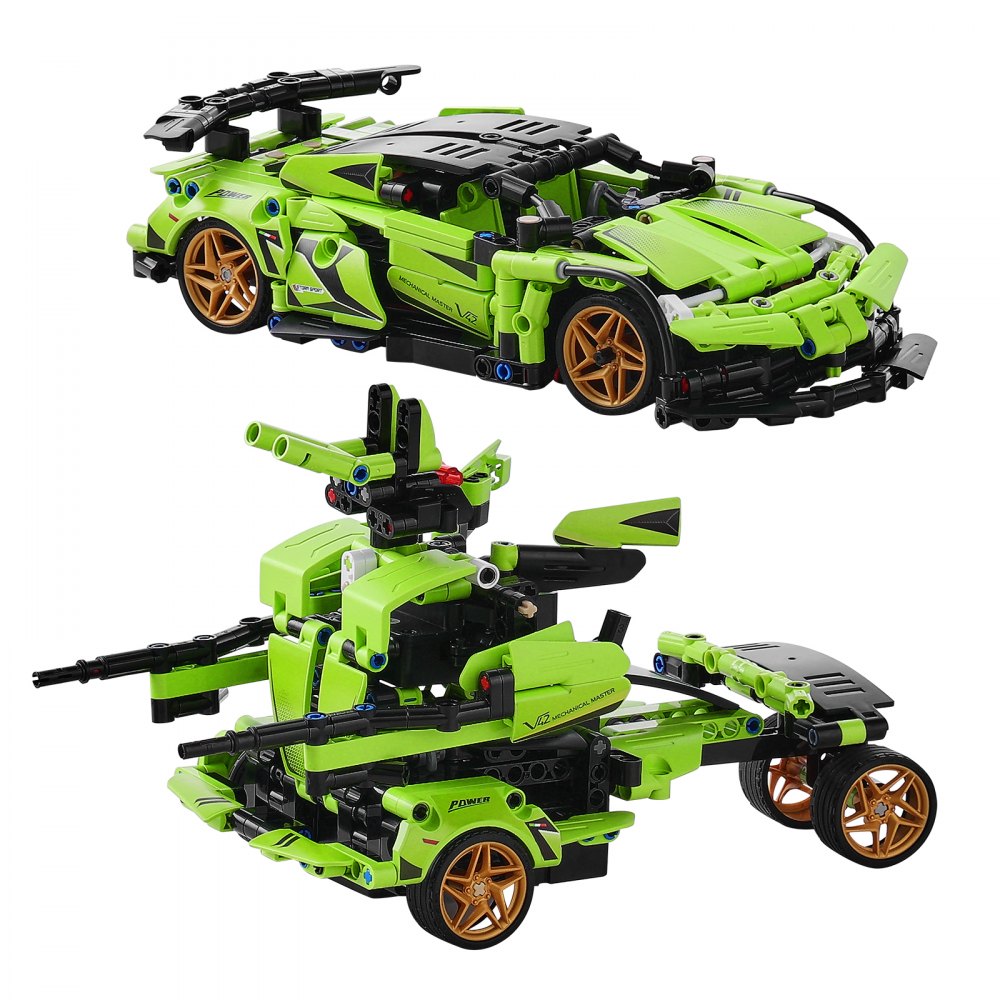 VEVOR STEM-Bauspielzeug für Kinder, 2-in-1-Bausteine mit 461 Teilen, ferngesteuerte Autobausätze, ferngesteuertes und per App gesteuertes Auto/Roboter, RC STEM-Roboter-Bauset, Geschenke für Jungen und Mädchen im Alter von 6, 7, 8, 9, 10, 11 und 12+