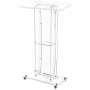 VEVOR Rednerpult Acryl Podium Stehpult Lesepult 785x330x1190 mm Transparent, für Klassenzimmer Kirchen Veranstaltungen Präsentationsständer mit Ablagefach Buchstopp Geräumiger Ablagefläche Lenkrollen