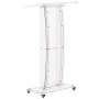 VEVOR Rednerpult Acryl Podium Stehpult Lesepult 785x330x1190 mm Transparent, für Klassenzimmer Kirchen Veranstaltungen Präsentationsständer mit Ablagefach Buchstopp Geräumiger Ablagefläche Lenkrollen