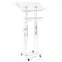 VEVOR Podium Stand, Adjustable Height Acrylic Lectern Mobile Laptop Desk, for Schools, Churches and Events, 109-118 cm, Clear Portable Presentation Lectern Stand with 70-180° Tilt and Storage Shelf