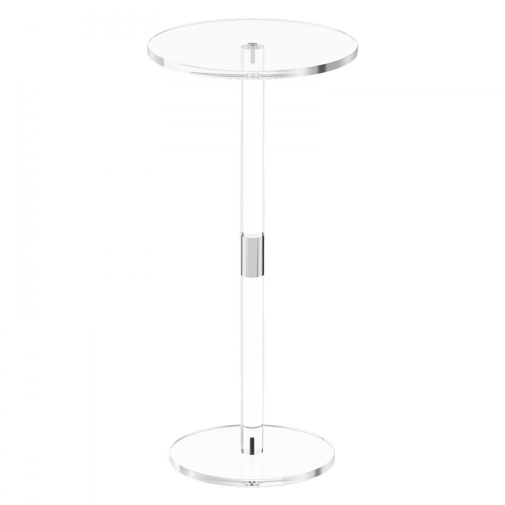 VEVOR Acrylic Drink Table, Clear End Table Round Top with Solid Post, Modern Acrylic Cake Table Stand, Transparent Side Desk for Coffee, Drink, Food, Snack, Easy Assembly, 25.4 x 25.4 x 54 cm (Clear)