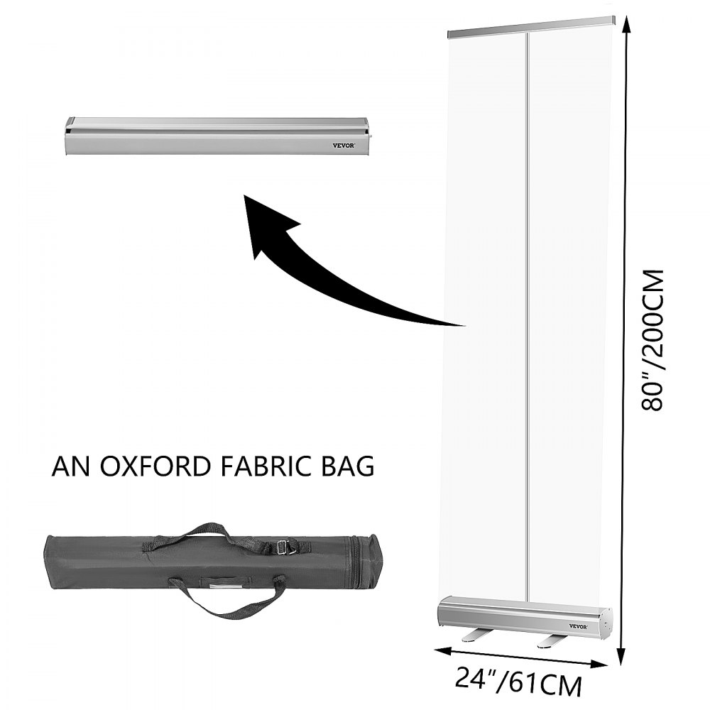 Vevor Bodenstehender Nieschutz Roll Up Transparent 61x200 Cm Tragbares Banner
