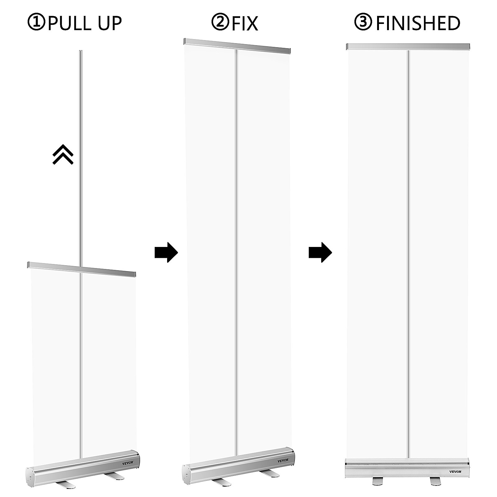 Vevor Bodenstehender Nieschutz Roll Up Transparent 61x200 Cm Tragbares Banner