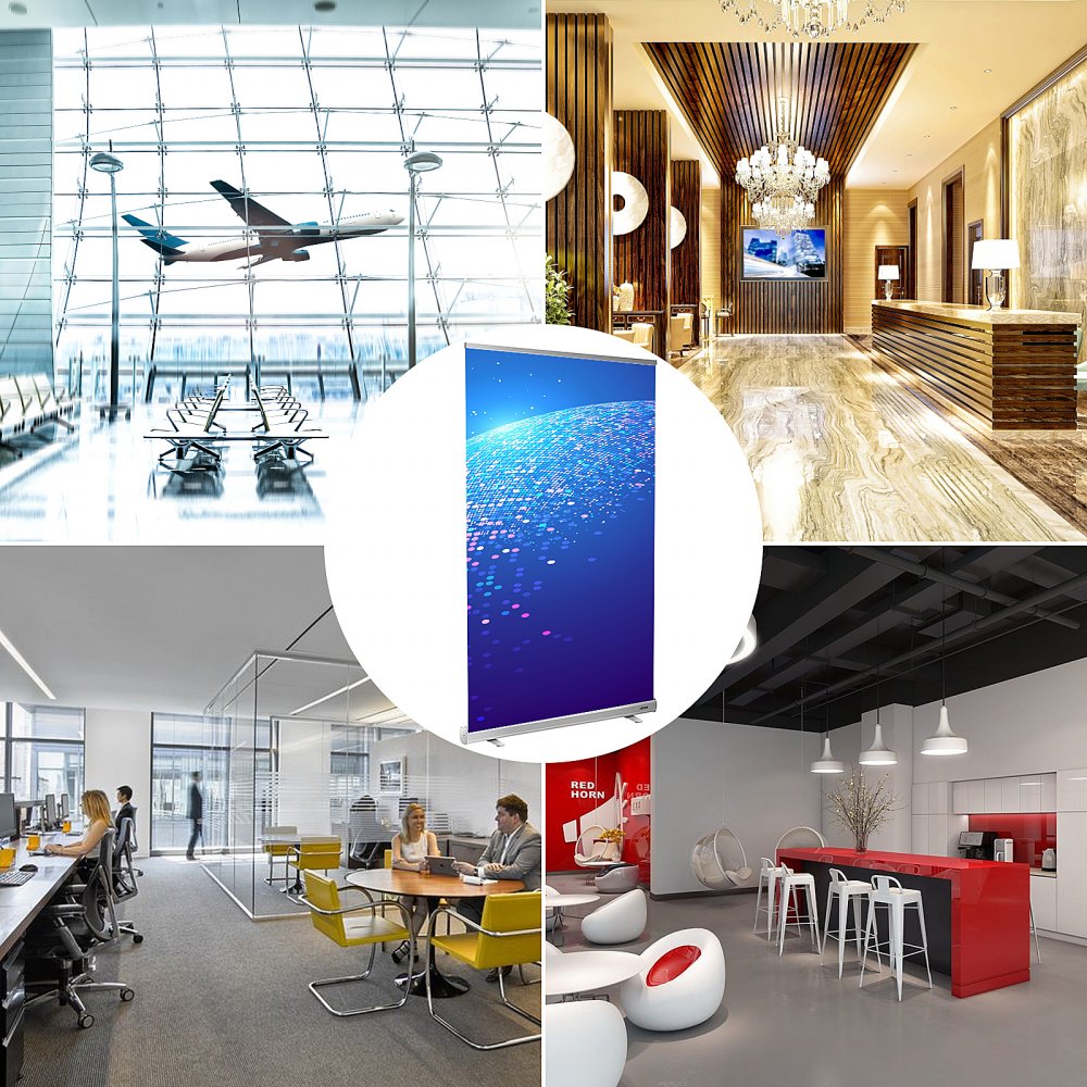 VEVOR 121x200 cm Bodenstehender Nieschutz transparente, Spuckschutz Trennwand tragbar, Roll-Up-Nieschutz Plakatständer durchsichtig, Freistehende Isolationsbarriere Kassen Cafés Banken Büro Salon