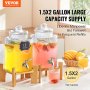VEVOR Getränkespender, 5,5 L Getränkespender für Partys, Saftspender aus Glas mit Ständer, Zapfhahn aus Edelstahl, Eistee-Limonadensaft-Wasserspender, für Restaurants, Hotels, Partys