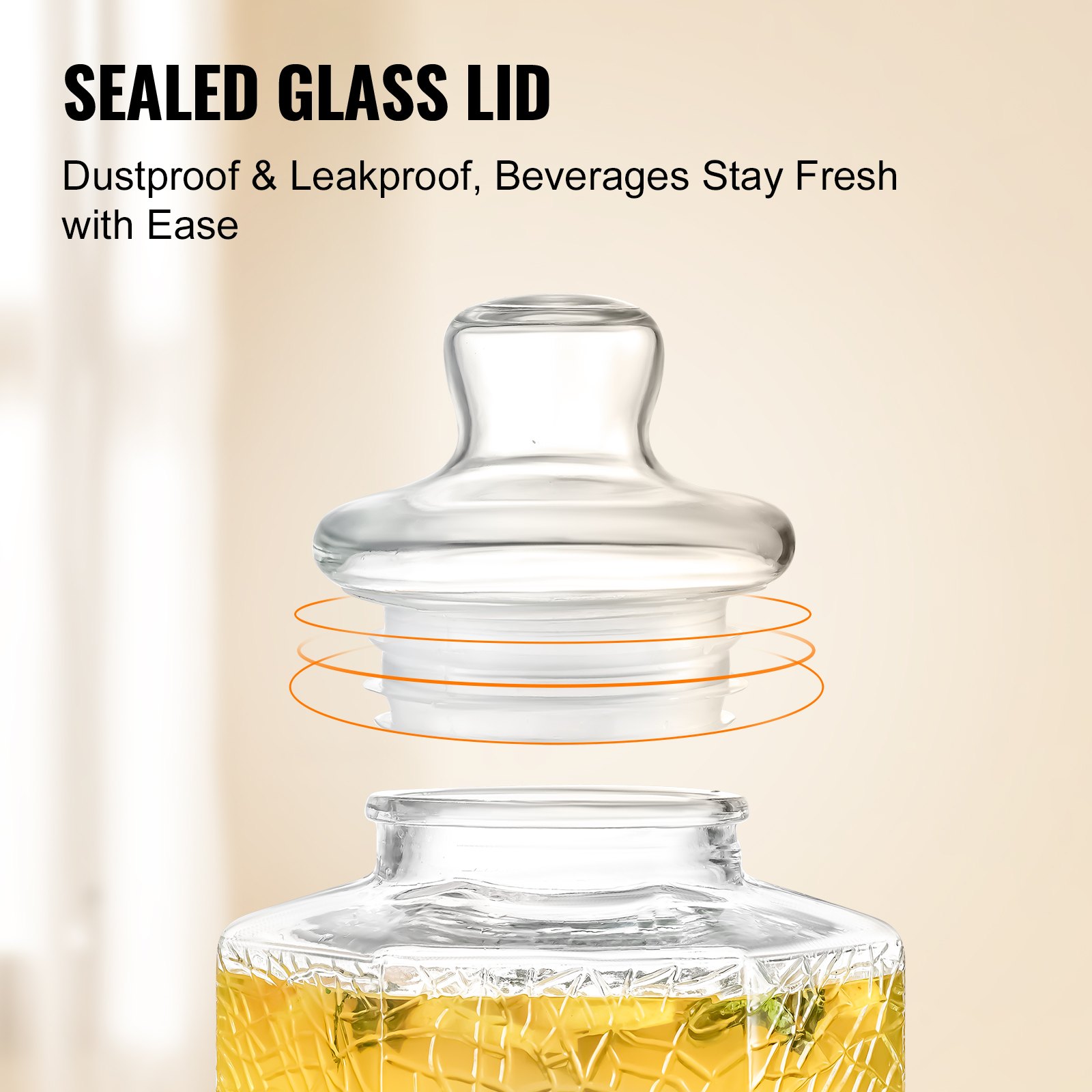 VEVOR 10 L Getränkespender für Partys, Saftspender aus Glas mit Ständer, Zapfhahn aus Edelstahl, Eistee-Limonadensaft-Wasserspender, für Restaurants, Hotels, Partys