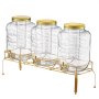 VEVOR Getränkespender (3 x 8 L) für Partys Saftspender (aus Glas) mit tropfsicherem Zapfhahn & Metallständer Wasserspender für Restaurants Partys, Limonade Eistee selbstgemachte Getränke Spender