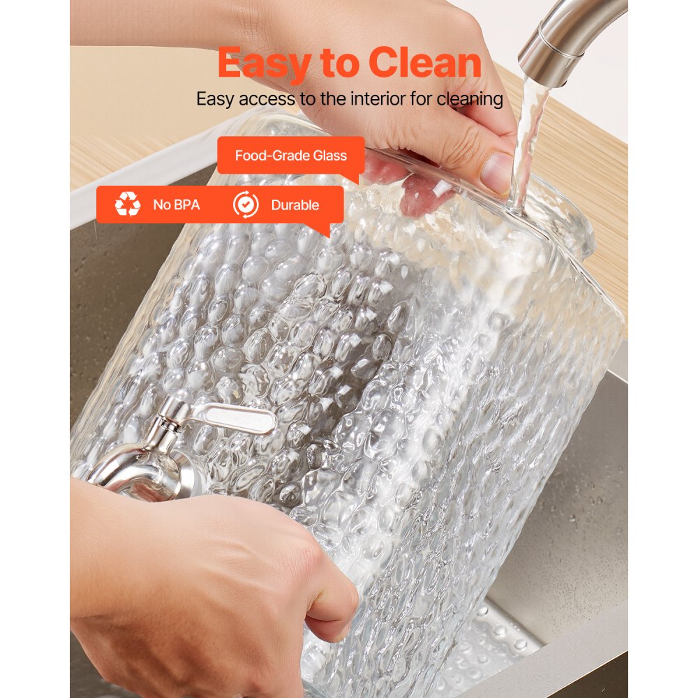 VEVOR Getränkespender (2 x 5,5 L) für Partys Saftspender (aus Glas) mit tropfsicherem Zapfhahn & Metallständer Wasserspender für Restaurants Partys, Limonade selbstgemachte Getränke Spender