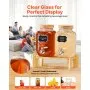 VEVOR Getränkespender (2 x 3,8 L) für Partys Saftspender (aus Glas) mit tropfsicherem Zapfhahn & Holzständer Wasserspender für Restaurants Partys, Limonade Eistee selbstgemachte Getränke Spender