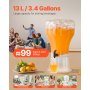 VEVOR Getränkespender (13 L) für Partys, Saftspender aus Kunststoff mit tropfsicherem Zapfhahn Wasserspender für Restaurants Hotels Partys, Limonade Eistee selbstgemachte Getränke Spender