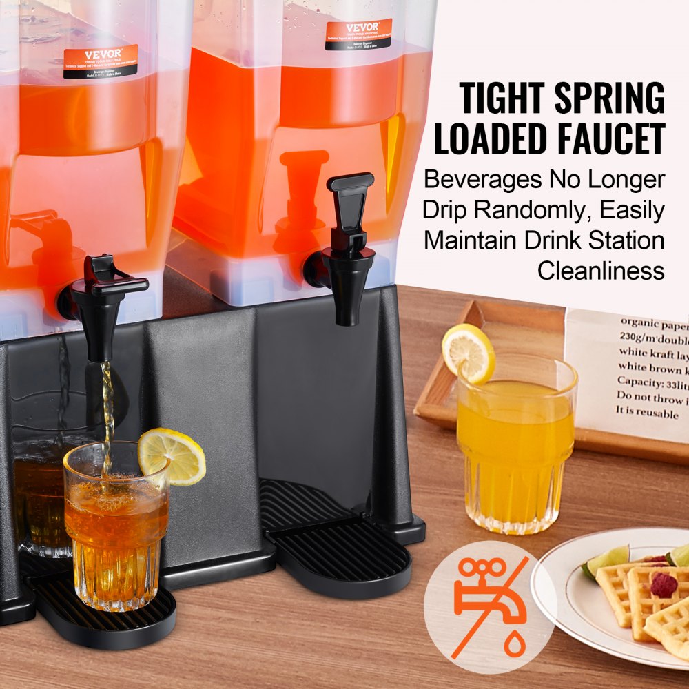 VEVOR Getränkespender, 11 L x 2 Getränkespender für Partys, Saftspender aus Kunststoff mit Standhahndeckel, Eistee-Limonadensaft-Wasserspender, für Restaurants, Hotels, Partys