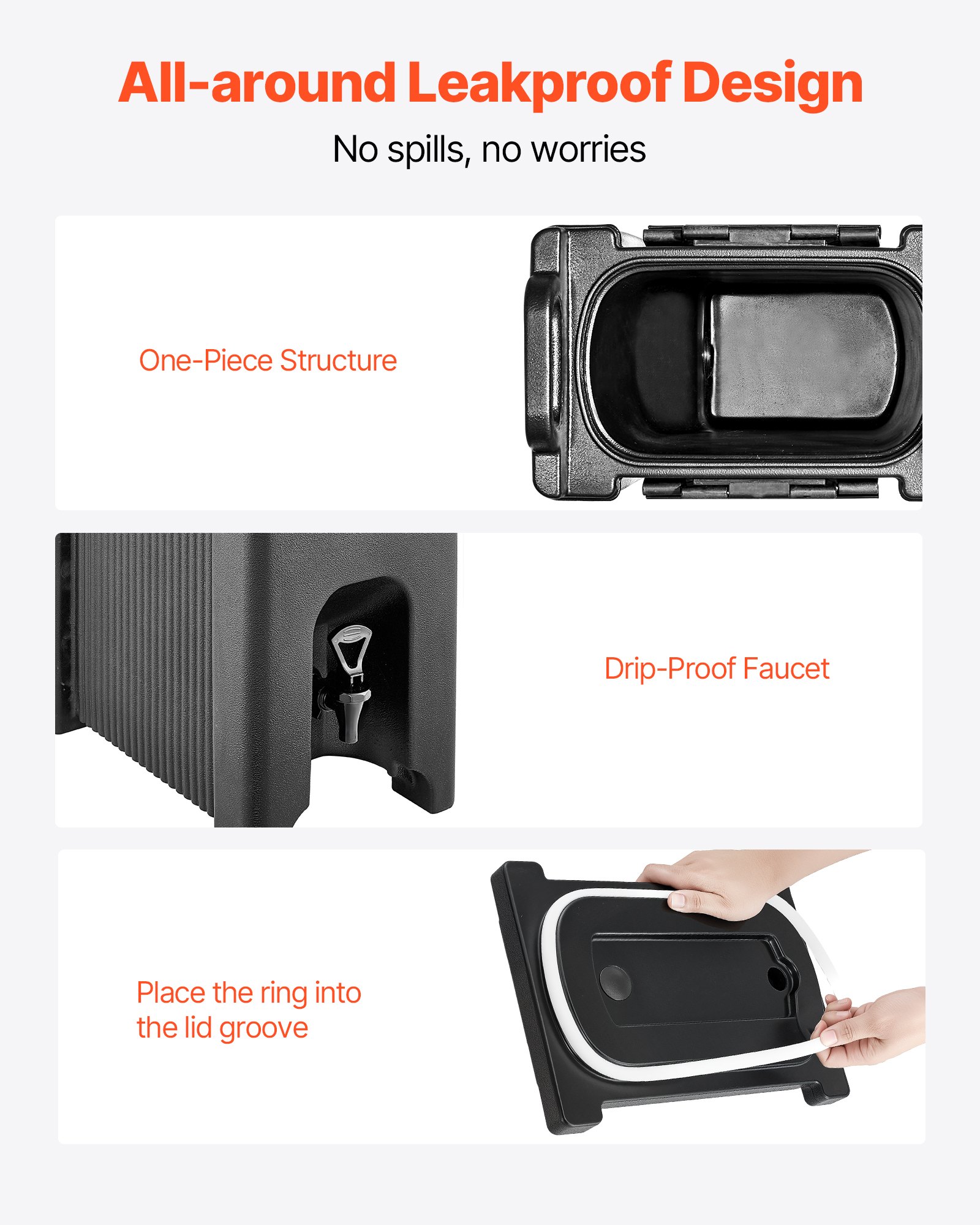 VEVOR isolierter Getränkespender 19 L, Heiß- und Kaltgetränkespender mit Zapfhahn & Griff, lebensmittelechter Thermo-Getränkespender-Kühler für Tee Kaffee Wasser in Cafés und Restaurants, Schwarz