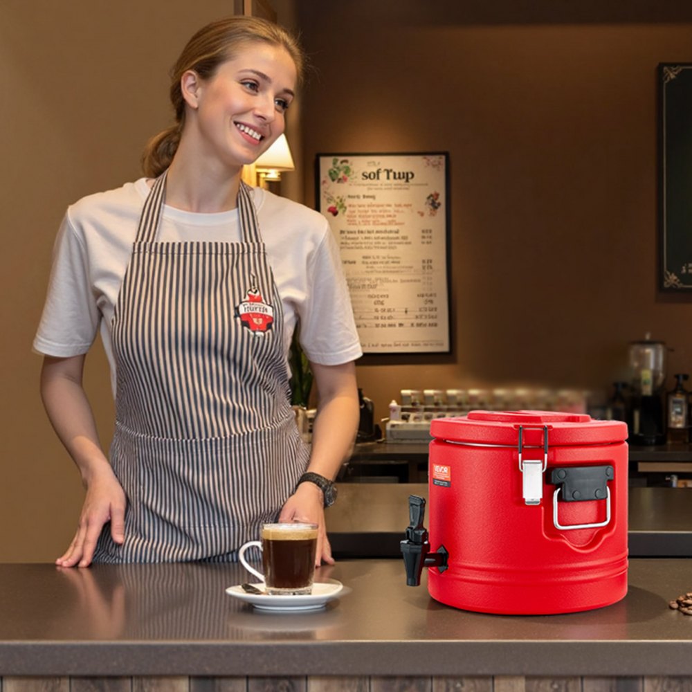 VEVOR Insulated Beverage Dispenser, 2.2 Gal/8L Thermal Hot and Cold Drink Server Dispenser with Spigot, Food-Grade Cooler Jug with 304 Stainless Steel Interior, for Tea Coffee Restaurant Outdoor