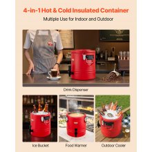 VEVOR isolierter Getränkespender 11,4 L Thermo-Getränkespender für Heiß- und Kaltgetränke mit Zapfhahn, lebensmittelechter Kühlkrug mit Innenseite aus 304er-Edelstahl, für Tee Kaffee Restaurant