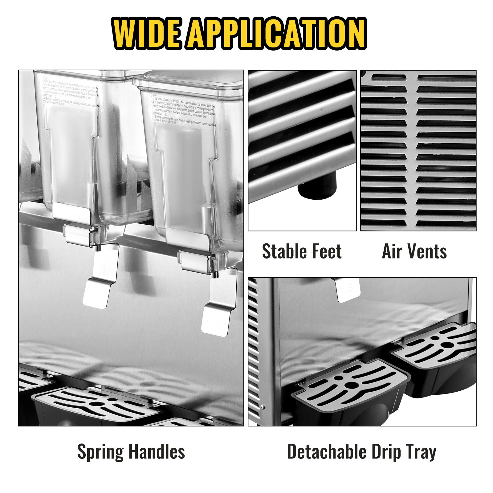 VEVOR Saftdispenser mit Klapphahn schwarz Saftdispenser mit Zapfhahn 12 L x 3 saftdispenser