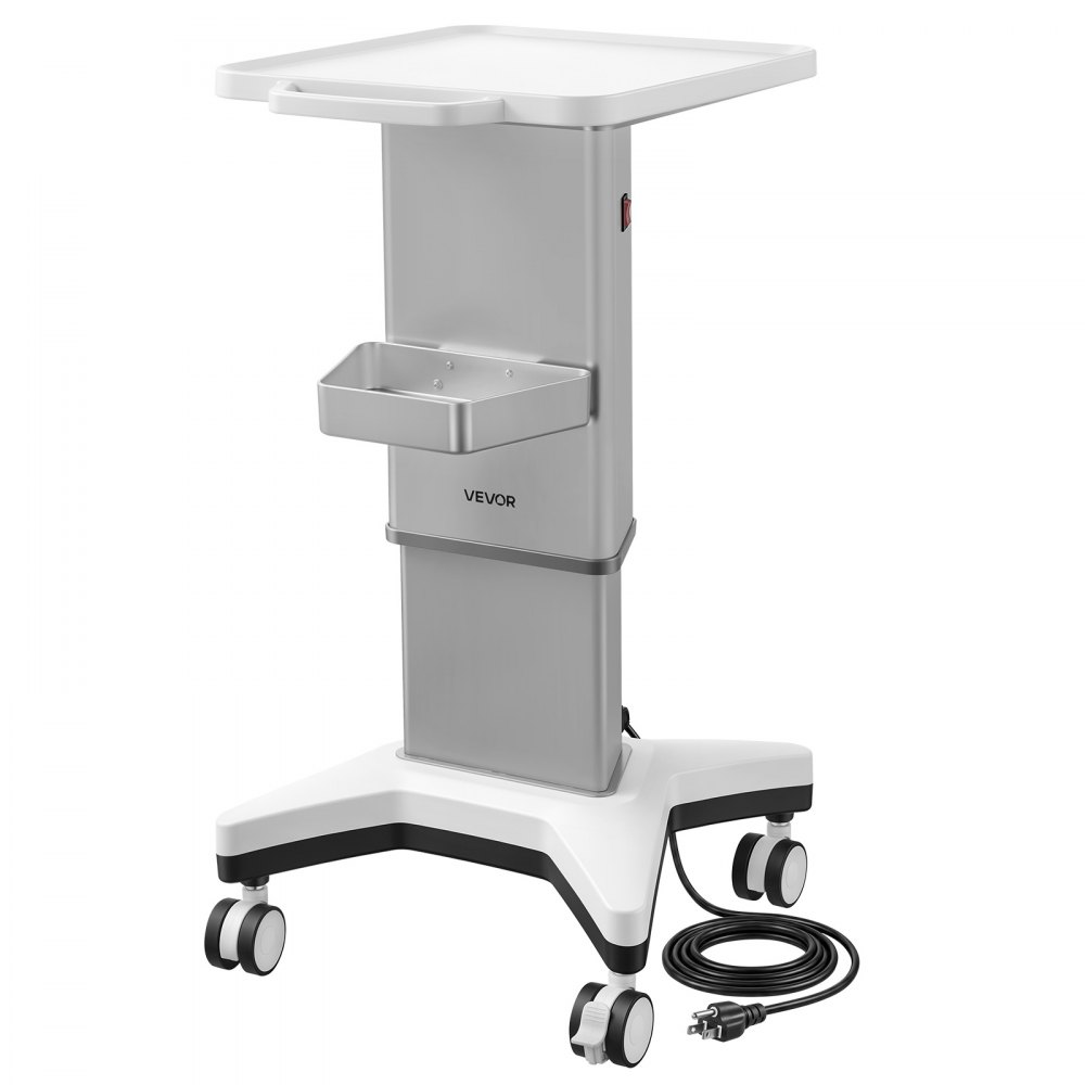 VEVOR Medizinwagen 50 kg Laborwagen Medizinischer Servicewagen 700–850 mm, für Klinik Krankenhaus Labor, Höhenverstellbar, Geräuscharmer Rollwagen mit 360° Schwenkbaren, Feststellbaren Rädern