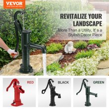VEVOR Antik Vintage Schwengelpumpe manuell Handschwengelpumpe max. 6m Pumpentiefe Wasserpumpe Garten 40x15x65cm Handwasserpumpe Gusseisen Schwengelpumpe Grün geeignet für Teiche Höfe Gärten usw.