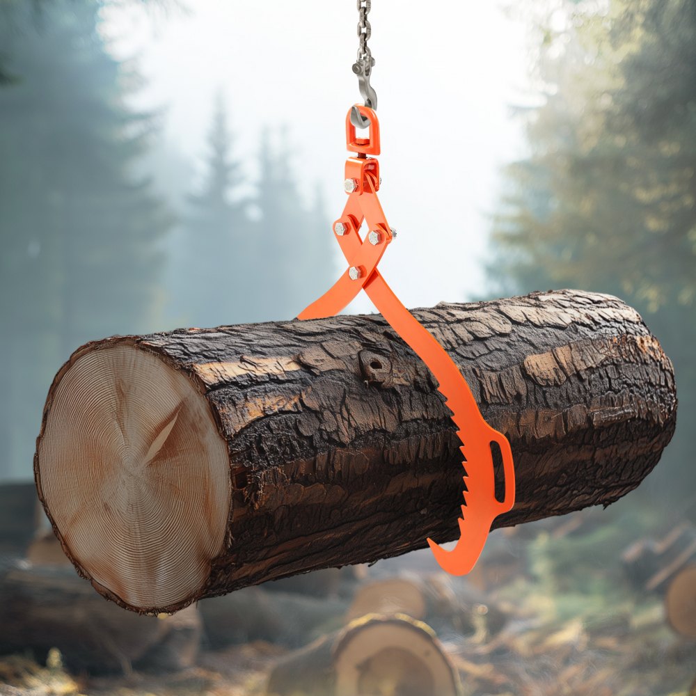 VEVOR Profi Forstzange 710-812 mm, 2 Krallen, drehbare Holzzange aus Stahl, Hebezange Tragfähigkeit 700 kg, gezahntes Klauendesign, Schleppzange, Holzgreifer, Hakenzange für LKW, Traktoren, Trolleys