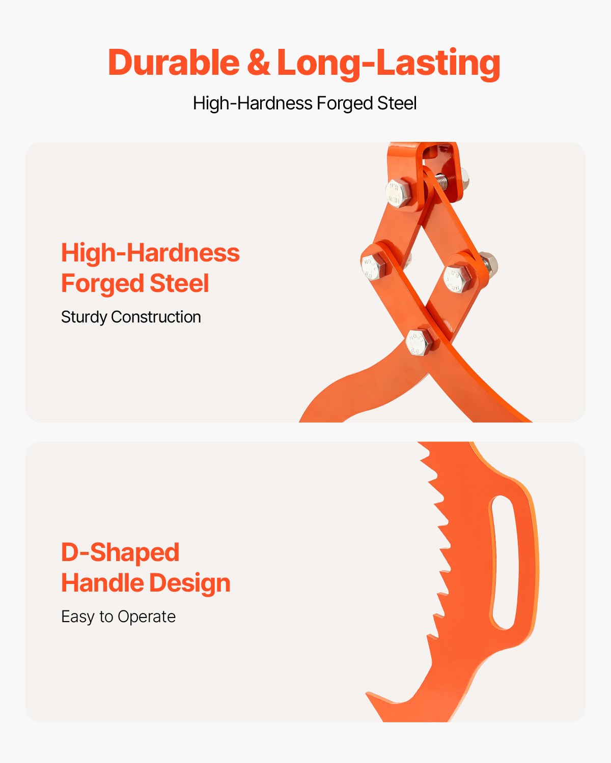 VEVOR Profi Forstzange 710-812 mm, 2 Krallen, drehbare Holzzange aus Stahl, Hebezange Tragfähigkeit 700 kg, gezahntes Klauendesign, Schleppzange, Holzgreifer, Hakenzange für LKW, Traktoren, Trolleys