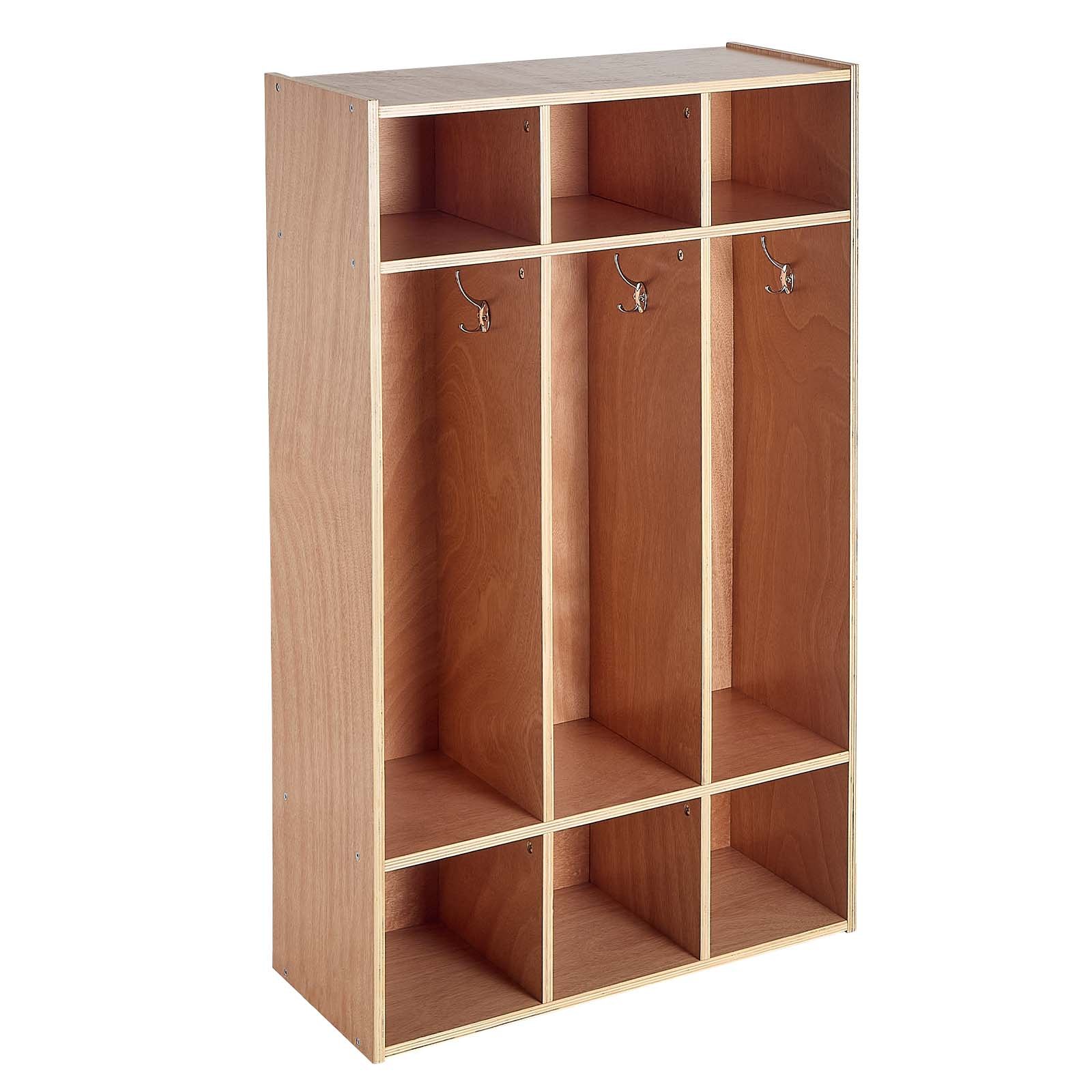 VEVOR Offener Kinderkleiderschrank aus Sperrholz, Kindergarderobe mit 6 Haken & 9 Fächern (3 Groß + 6 Klein), Garderobenregal & Aufbewahrungsregal für Kinderzimmer Zuhause Kindergarten Kita