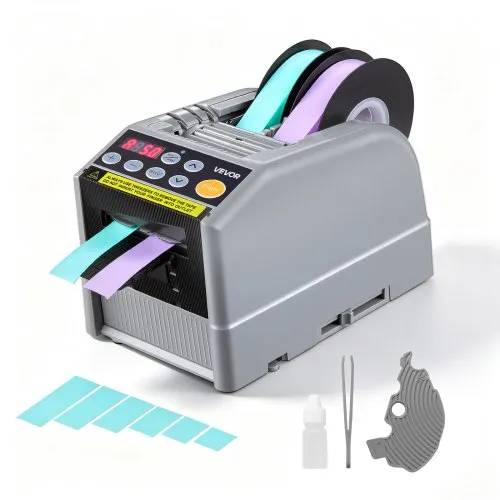 VEVOR Automatischer Klebebandspender mit 5-999mm Einstellbare Schnittlänge, Elektrischer Klebebandschneider für Verpackung Lagerung, 6-60mm Bandbreite, Geeignet für Bänder & Schleifen, Tastensteuerung