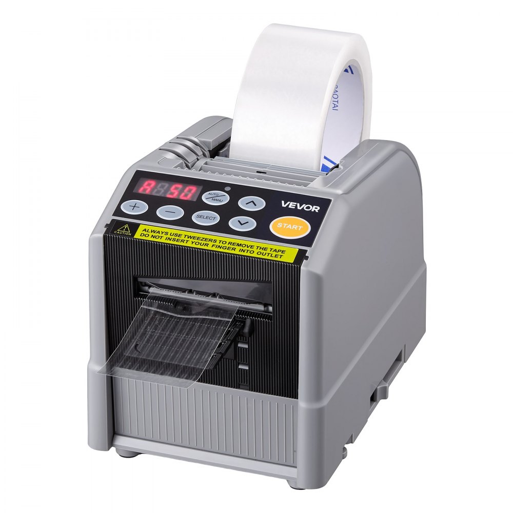 VEVOR Automatischer Klebebandspender mit 5-999mm Einstellbare Schnittlänge, Elektrischer Klebebandschneider für Verpackung Lagerung, 6-60mm Bandbreite, Geeignet für Bänder & Schleifen, Tastensteuerung