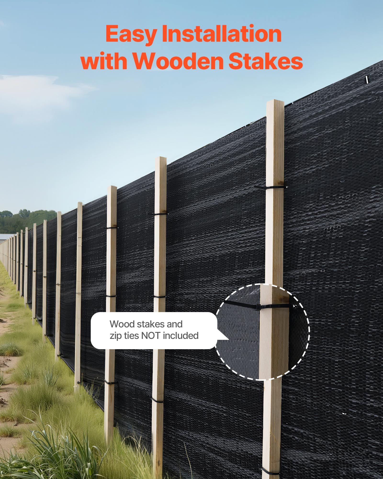 VEVOR Silt Fence Fabric Roll, 0.91 x 152.4 m Erosion Control Fencing, Industrial Grade Tough Polypropylene Fabrics for Sediment Retention, Temporary Fabric for Construction Job Sites