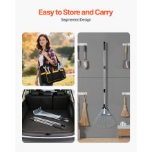 VEVOR Laubrechen, 18 Zinken, Gartenrechen für Rasen mit 435 mm breitem Kopf & 820 bis 1415 mm verstellbarer Stange, Fächerbesen zum Entfernen kleiner Blätter für Gartenarbeit, Camping, Hof, Gras