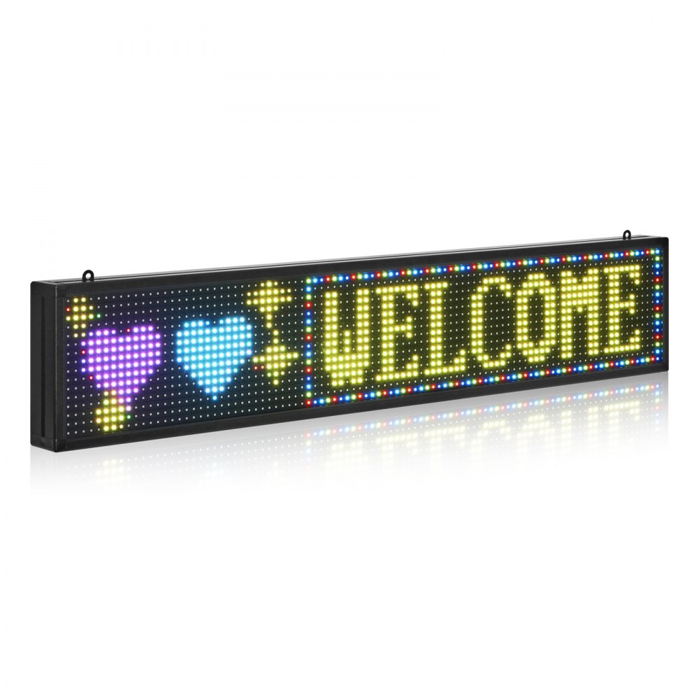 VEVOR programmierbare LED Zeichen P10 Vollfarbe flexibles digitales Scrolling Panel, DIY Anzeigetafel mit benutzerdefiniertem Textmuster und GIF & Bluetooth App Steuerung (990 x 190 x 55 mm)