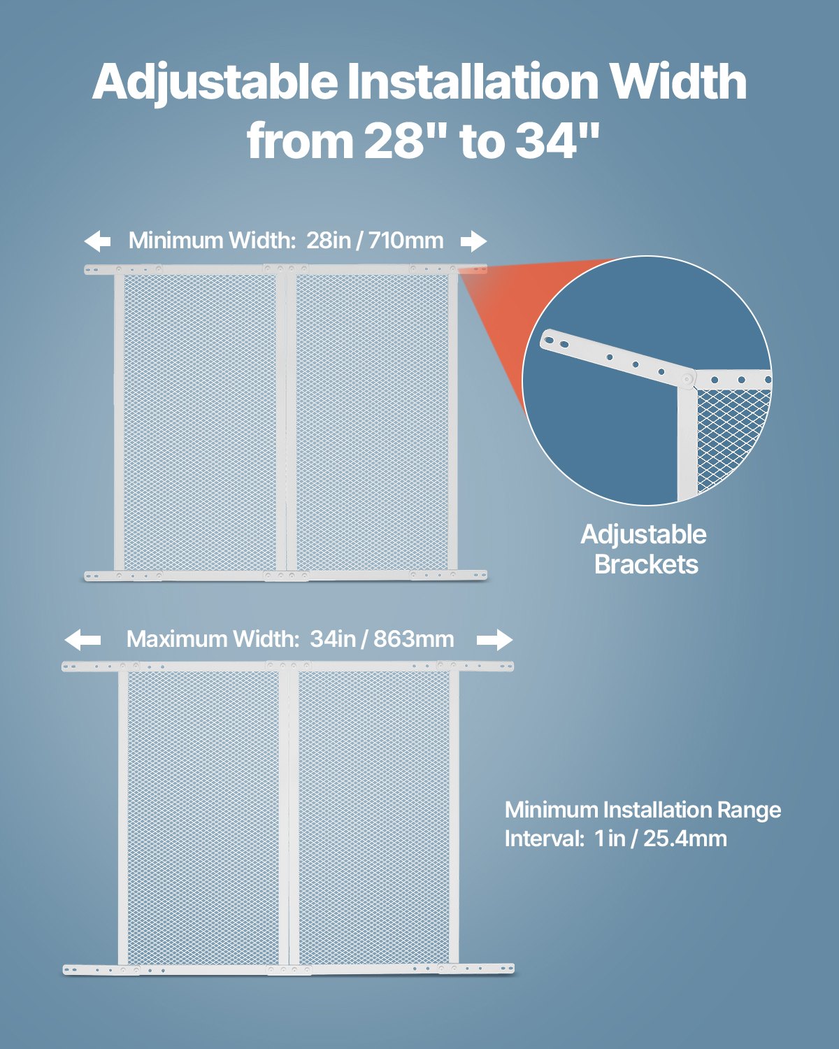 VEVOR Fliegengitter für Wohnmobil-Türen (660,4 x 609,6 mm) Türgitter, verstärktes & atmungsaktives Schutznetz aus Aluminiumlegierung für Haustieren weiß