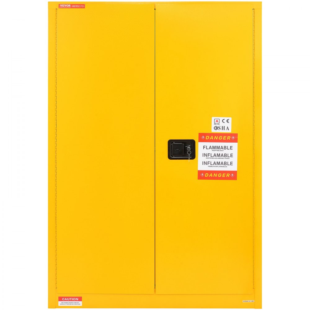 VEVOR Safety Cabinet for Flammable Liquids, 45 Gal, Cold-Rolled Steel Storage Cabinet for Flammable Liquids, 42.9 x 18.1 x 65.2 Inches, Explosion-Proof, with 2 Adjustable Shelves