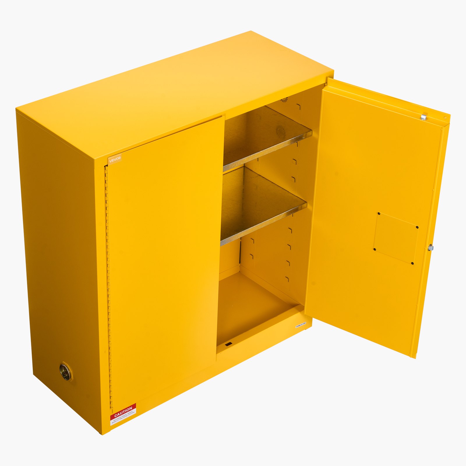 VEVOR Feuerlöschschrank feuerlöschfähiger brennbarer Lagerschrank (110 L) mit verstellbarem Regal, Feuerlöschschränke aus kaltgewalztem & verzinktem Stahl, Gelb Schutzschrank Gefahrstoffschrank