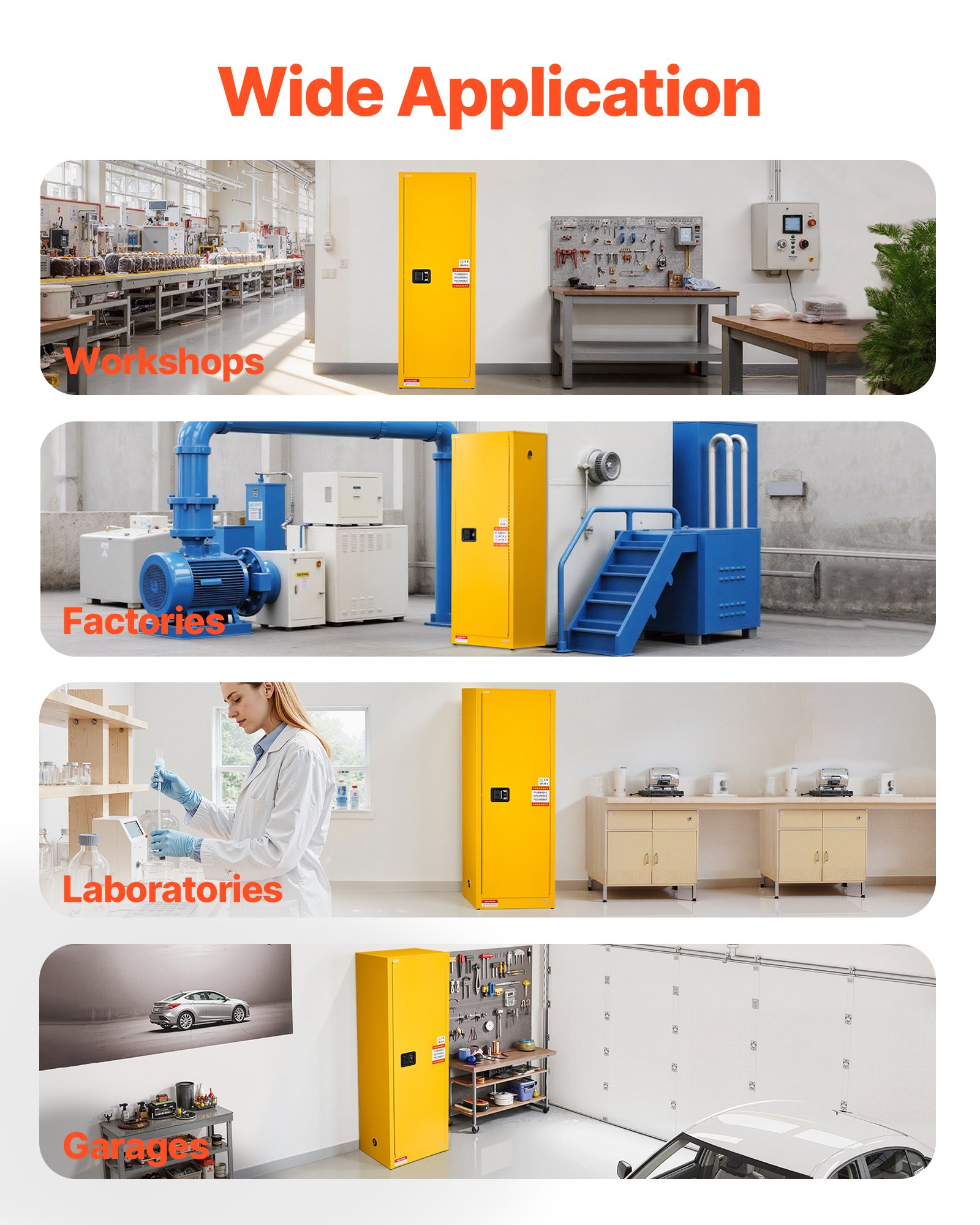 VEVOR Feuerlöschschrank feuerlöschfähiger brennbarer Lagerschrank (87,06 L) mit verstellbarem Regal, Feuerlöschschränke aus kaltgewalztem & verzinktem Stahl, Gelb Schutzschrank Gefahrstoffschrank