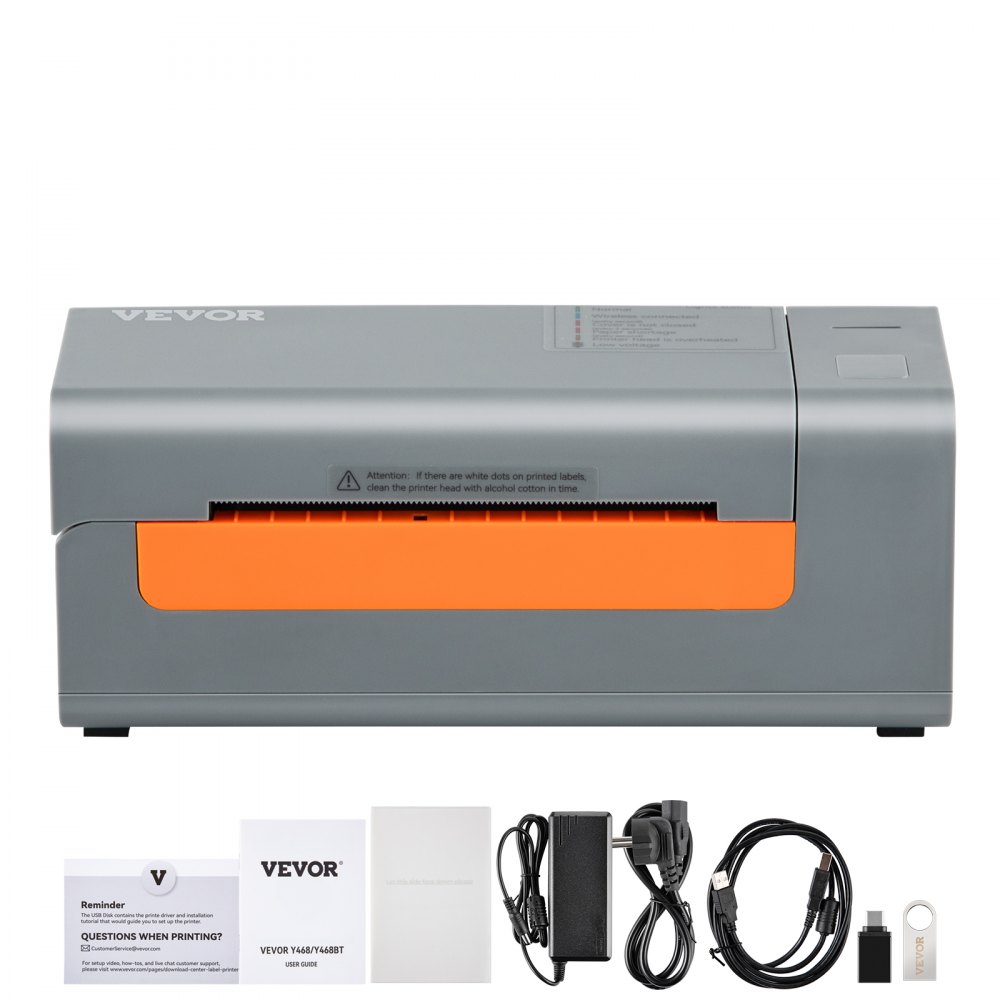 VEVOR Etikettendrucker 40-108mm Thermodrucker 203DPI Labeldrucker 150mm/s Versandetiketten Drucker Thermo-Direkt Edikettendruckgerät USB Automatische Etikettenerkennung Windows Mac OS Linux Chromebook