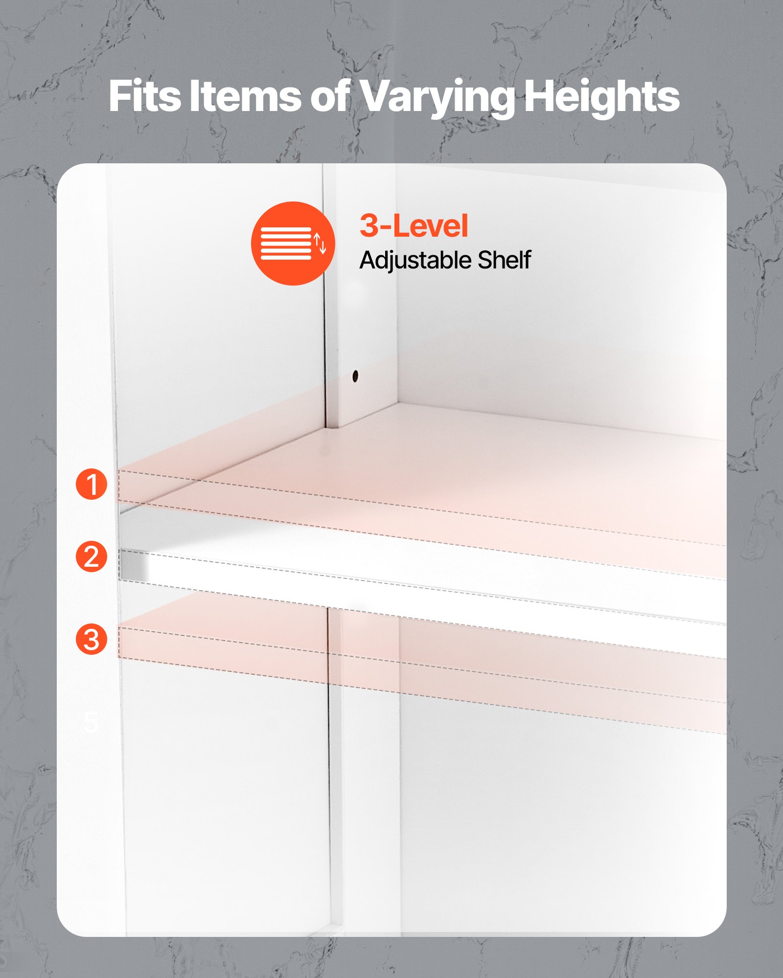 VEVOR Badezimmerschrank Badschrank 4-stufig aus Holz mit 2 Türen & verstellbarem Regal, Bodenschrank für Küche/Wohnzimmer/Eingangsbereich, freistehender Aufbewahrungsschrank Küchenschrank weiß