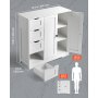 VEVOR Badezimmerschrank Badschrank 3-stufig aus Holz mit 2 Türen & 4 Schubladen & verstellbarem Regal, Bodenschrank für Küche/Wohnzimmer/Eingangsbereich, Aufbewahrungsschrank Küchenschrank weiß
