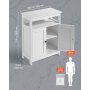 VEVOR Badezimmerschrank Badschrank 3-stufig aus Holz mit 2 Türen & verstellbarem Regal, Bodenschrank für Küche/Wohnzimmer/Eingangsbereich, multifunktionaler Aufbewahrungsschrank Küchenschrank