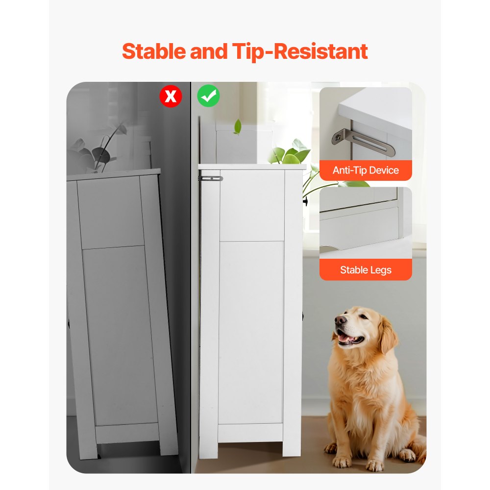 VEVOR Badezimmerschrank Badschrank 4-stufig aus Holz mit 2 Türen & 4 Schubladen & verstellbarem Regal, Bodenschrank für Küche/Wohnzimmer/Eingangsbereich, Aufbewahrungsschrank Küchenschrank weiß