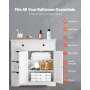 VEVOR Badezimmerschrank Badschrank 4-stufig aus Holz mit 2 Türen & 4 Schubladen & verstellbarem Regal, Bodenschrank für Küche/Wohnzimmer/Eingangsbereich, Aufbewahrungsschrank Küchenschrank weiß