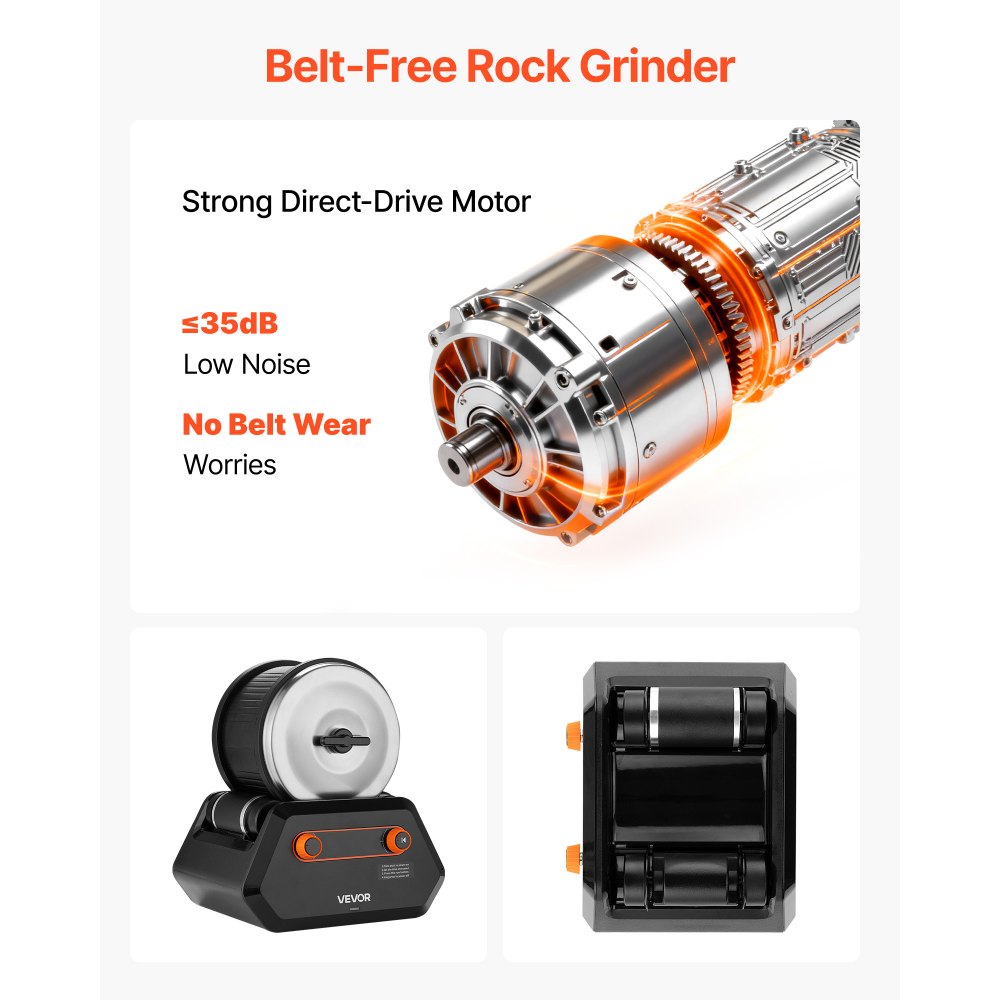 VEVOR Rock Tumbler Kit, 3 lbs Rock Polishing Kit, 4 Speed Settings 9-Day Polishing Timer Stone Polishing Kit, Rock Polisher with Rough Gemstones and Polishing Grits, Rock Polisher for Adults Kids