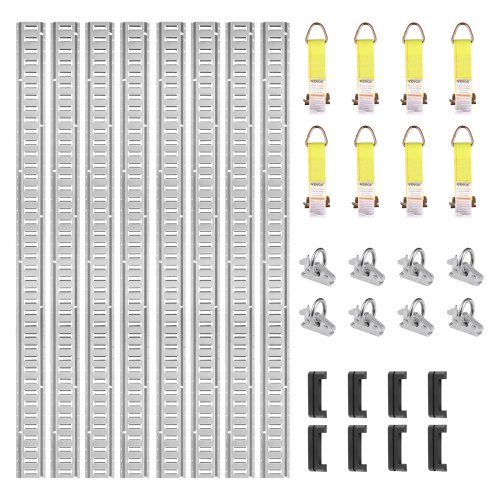 VEVOR Zurrschienen 34 Stk. Airlineschienen, Silber Transportschiene, 454 kg Max. Tragfähigkeit Ankerschiene, 1,52 m Schienenlänge Stäbchenzurrschiene zur Ladungssicherung für Anhänger und Wohnmobile