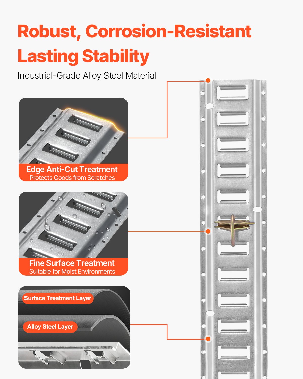 VEVOR lashing rails, 34 pcs., airline rails, silver, transport rail, 454 kg max. load capacity, anchor rail, 1.52 m rail length, lashing rail for securing loads on trailers and motorhomes