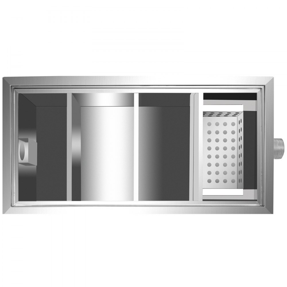 VEVOR Kommerziell Fettabscheider, 600 x 300 x 300 mm Edelstahl Abwasser Ölabscheider Edelstahl 210 x 103 x 60 mm Filterkorbgröße Interceptor Fettseparator 42 mm Restaurant 9 kg Fettfilter 13 GPM