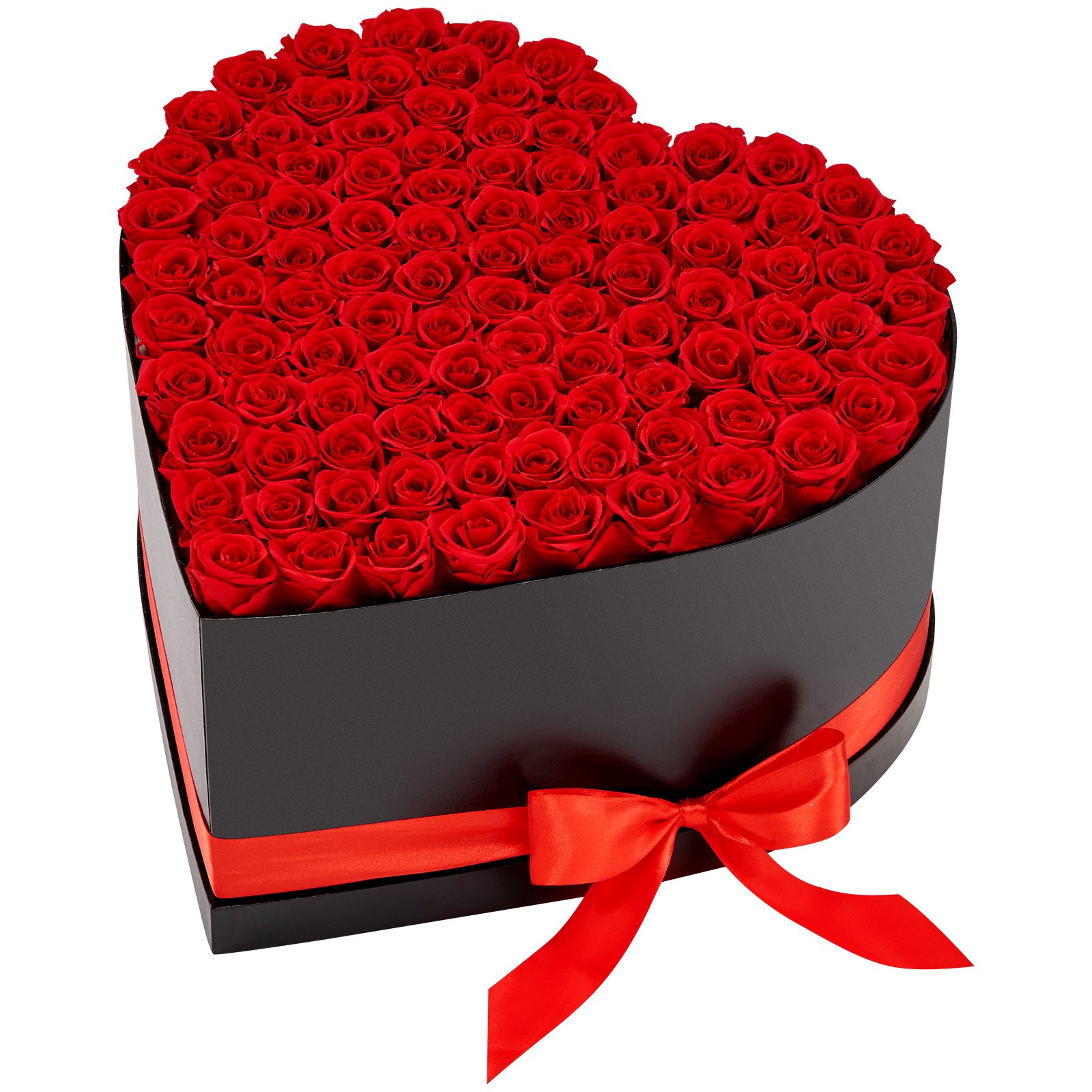 VEVOR 100 Stk. Ewige Rosen in Herzform Box, konservierter Blumenstrauß, Blumen Geschenkbox für ihre Frau, Mütter, Liebespartner, zur Hochzeit, zum Muttertag, Valentinstag, Weihnachten, Rot