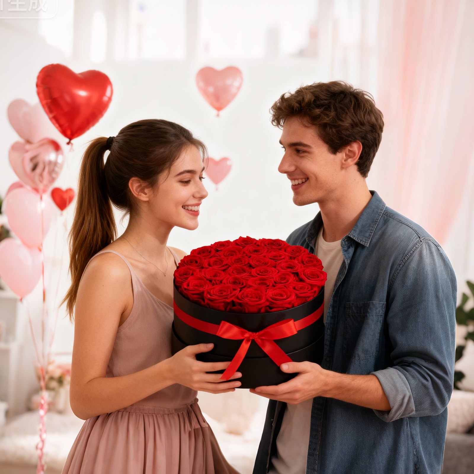 VEVOR 27 Stk. Ewige Rosen in runder Box, konservierter Blumenstrauß, Blumen Geschenkbox für ihre Frau, Mütter, Liebespartner, zur Hochzeit, zum Muttertag, Valentinstag, Weihnachten, Rot