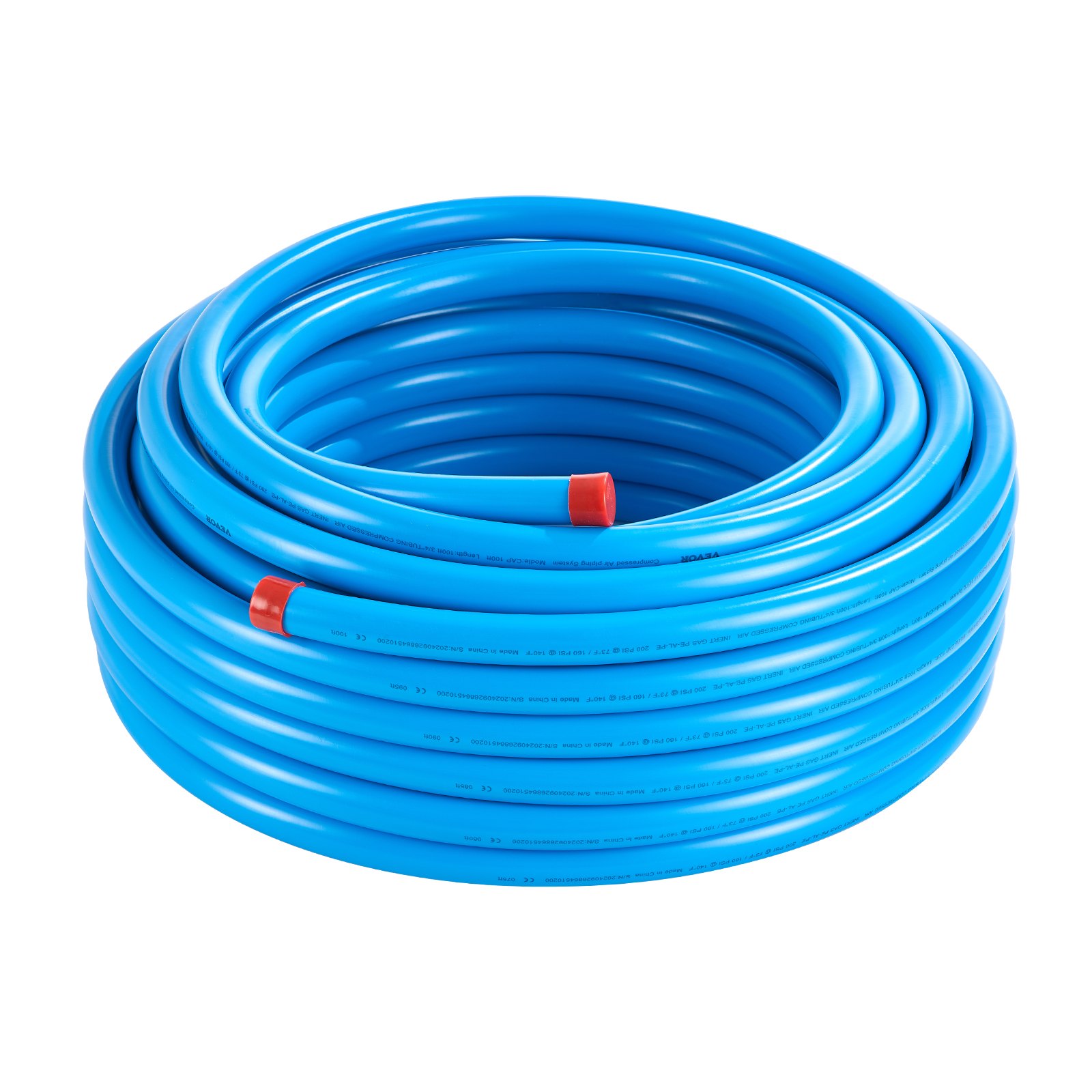 VEVOR air compressor hose kit, 30.48 mx 19.05 mm compressed air hose, HDPE-aluminum compressed air pipe system, leak-proof, compressed air hose kit for garages and workshops, blue