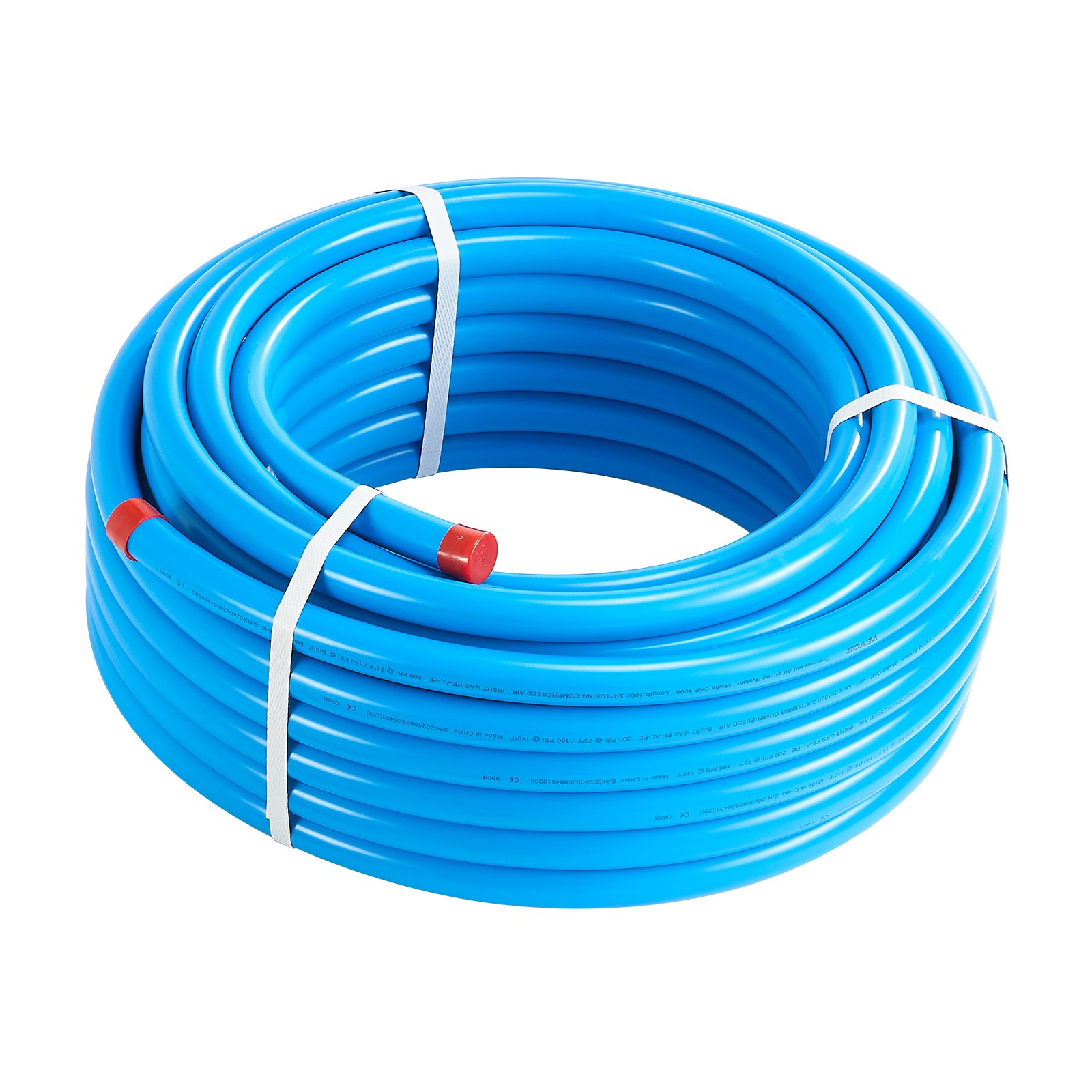 VEVOR air compressor hose kit, 30.48 mx 19.05 mm compressed air hose, HDPE-aluminum compressed air pipe system, leak-proof, compressed air hose kit for garages and workshops, blue